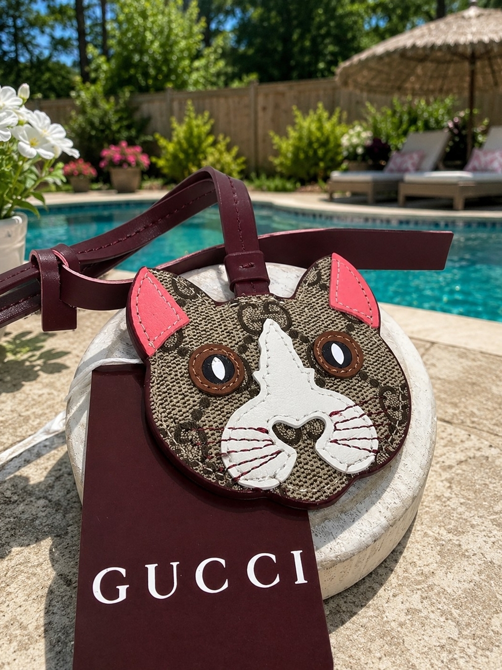 Gucci GG Supreme Monogram Cat Bag Charm